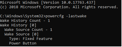Check For Last Wake Events using command prompt