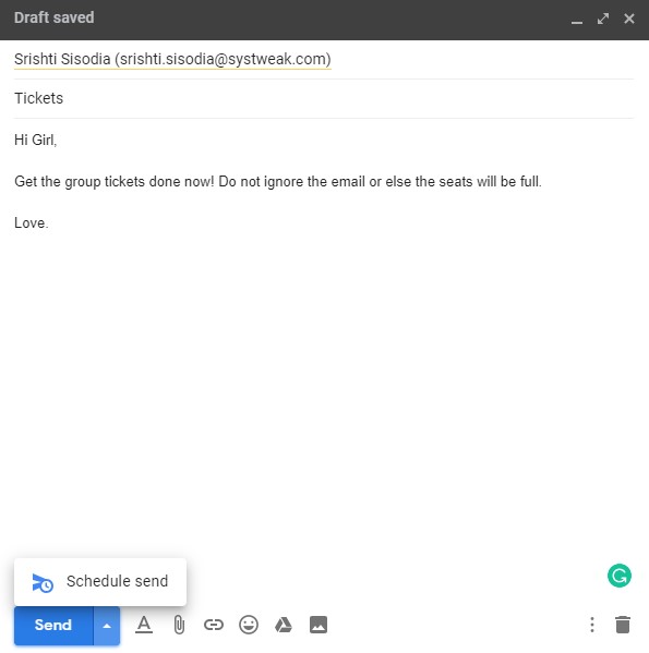 Gmail schedule email