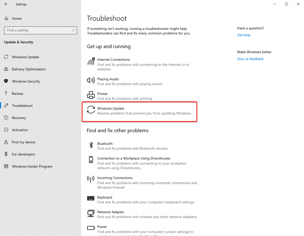 Go To Start Menu-Type Troubleshoot Settings and press Enter.