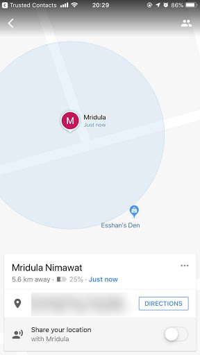 Location Sharing settings