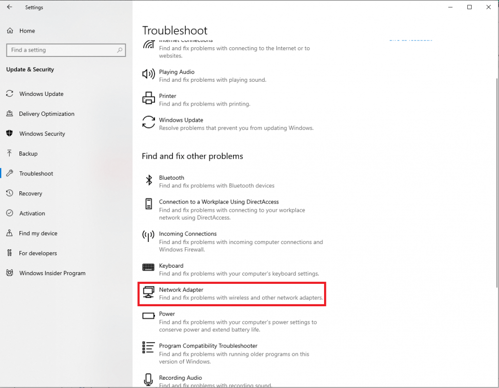 Network Adapter Troubleshooter-2