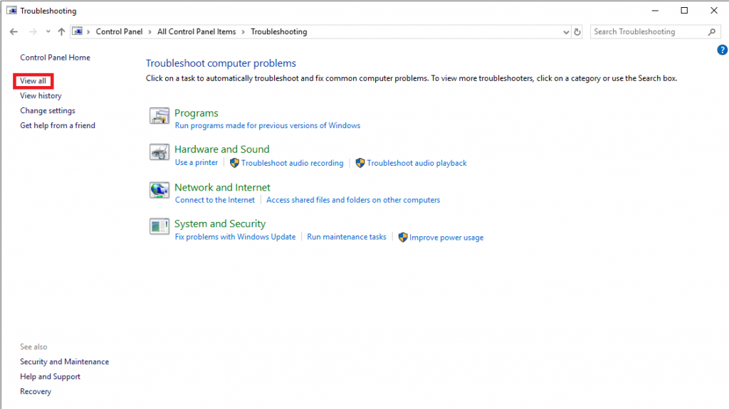 Repair Search Using Inbuilt Troubleshooter -2