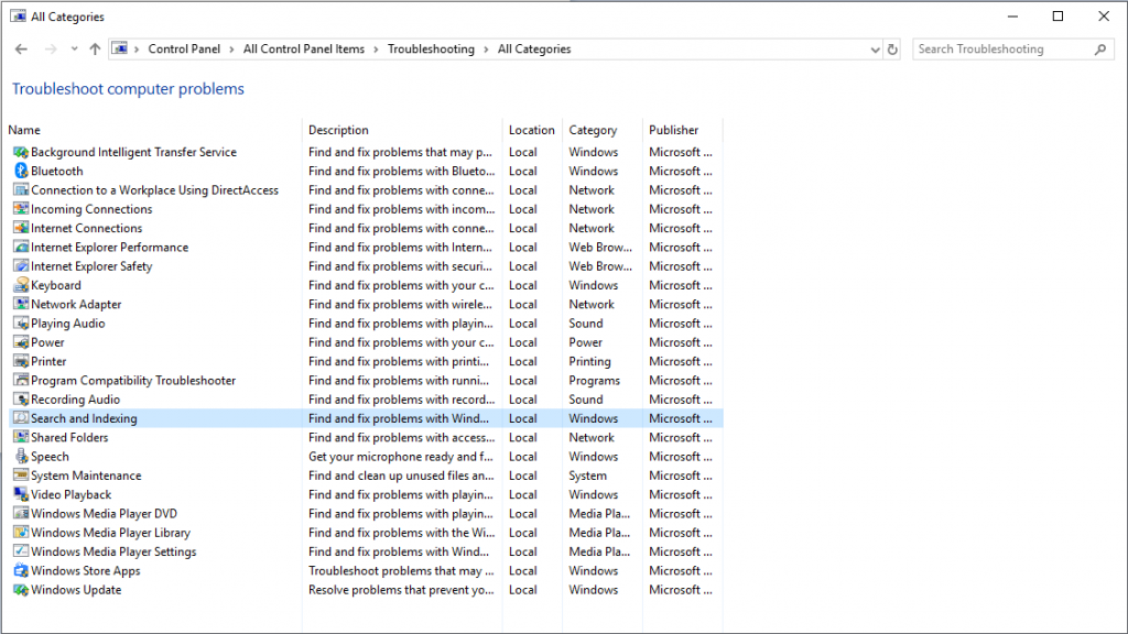 Repair Search Using Inbuilt Troubleshooter -3