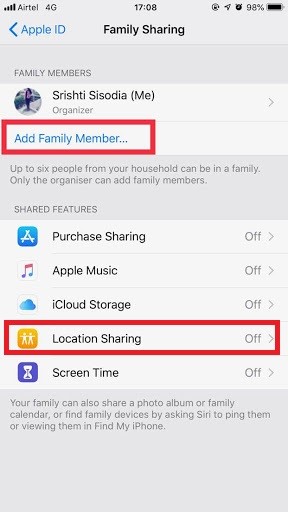 Set Up Family Sharing