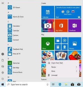 Start Menu and Accounts