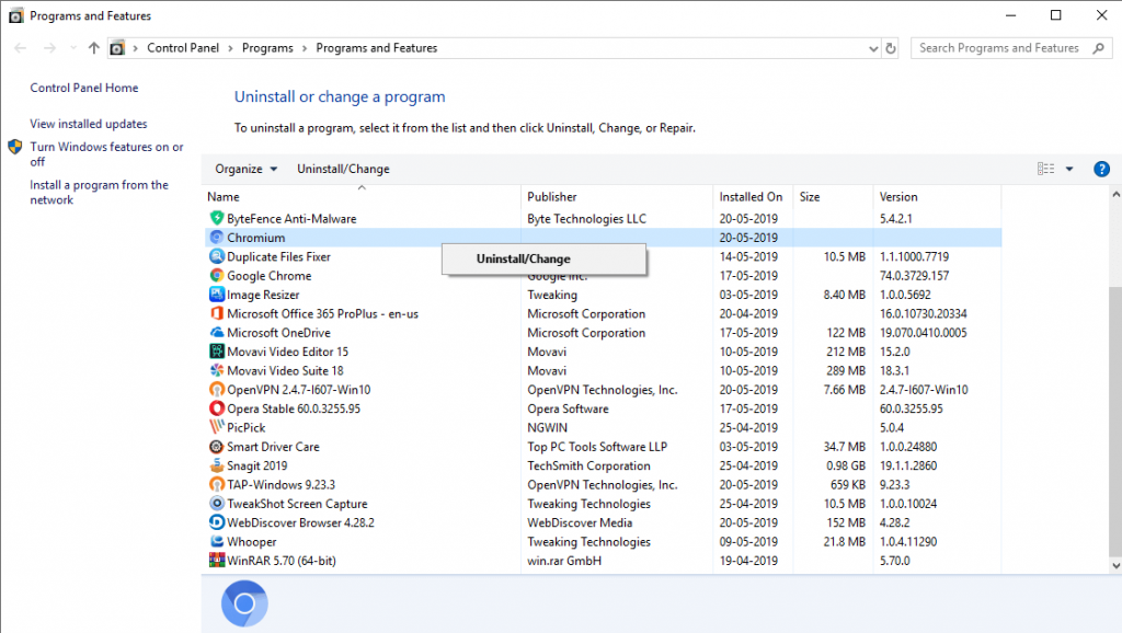 Uninstall Programs