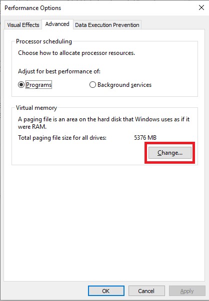how to change and move Pagefile in Windows 10