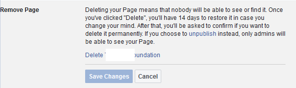 how do i remove my own access to a facebook page