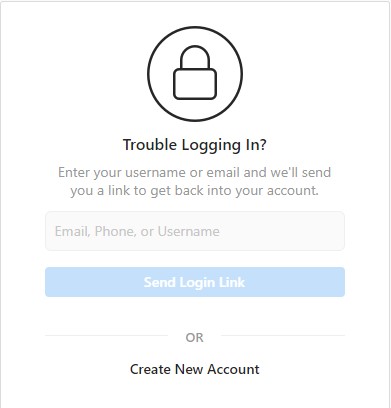reset instagram password