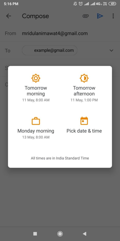 schedule gmail email later