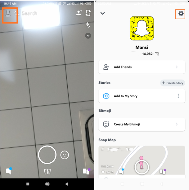 snapchat settings