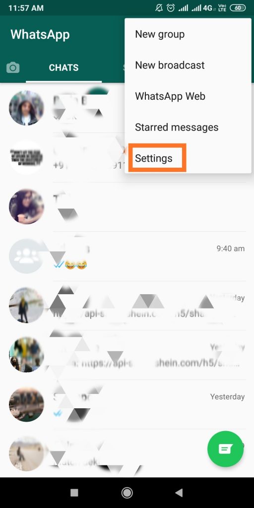 whatsapp setting