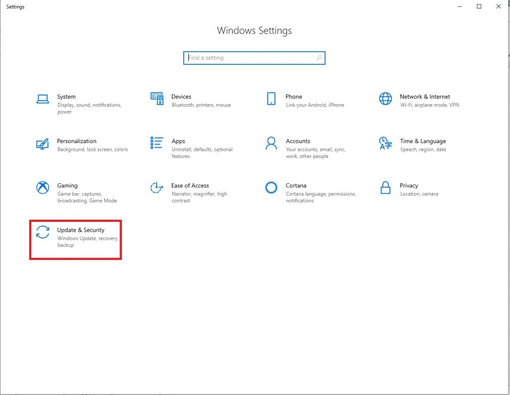 windows 10 seeting