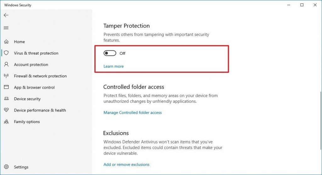 Security Tamper Protection