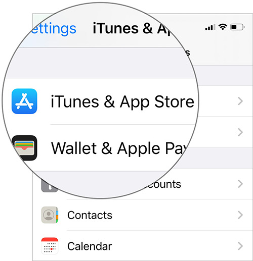 iTunes and App Store menu