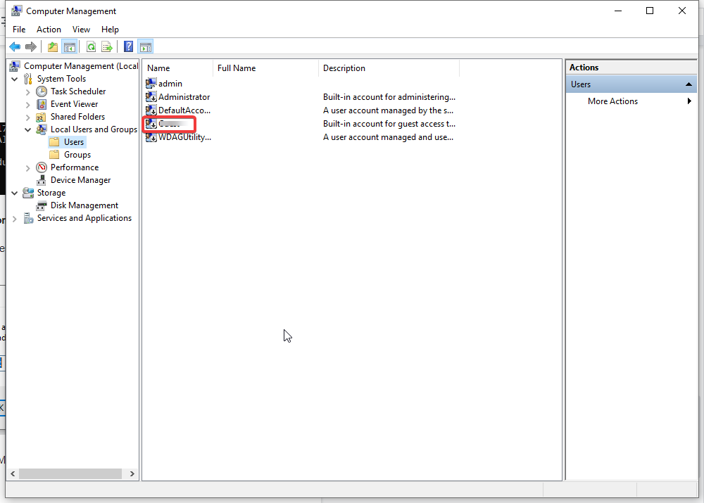 Change the password in Computer Management step-2