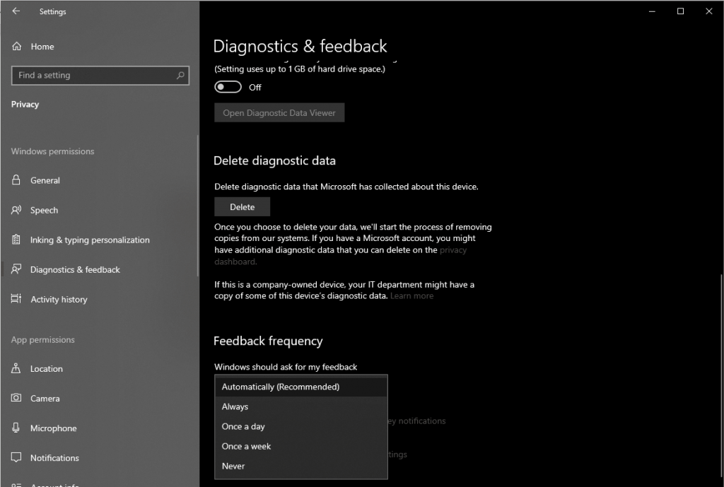 Control Feedbacks & Diagnostics