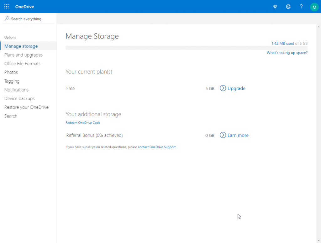 Manage Storage on OneDrive