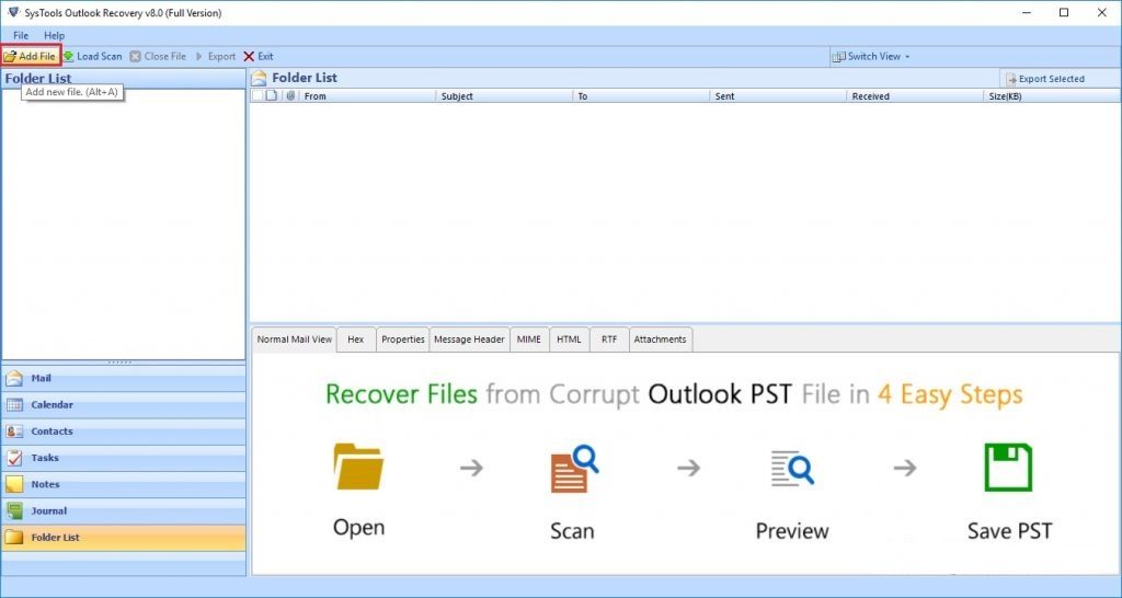 Outlook PST Recovery tool
