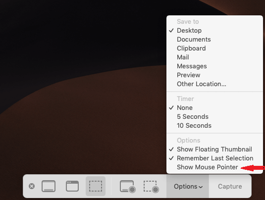 Steps To Show Mouse Pointer In Screenshots In MacOS Mojave-1