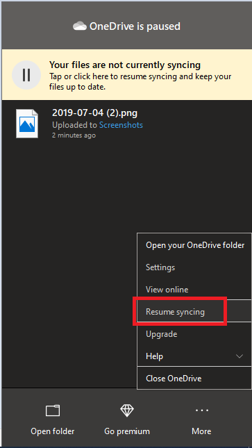 onedrive for business sync issues with windows 10