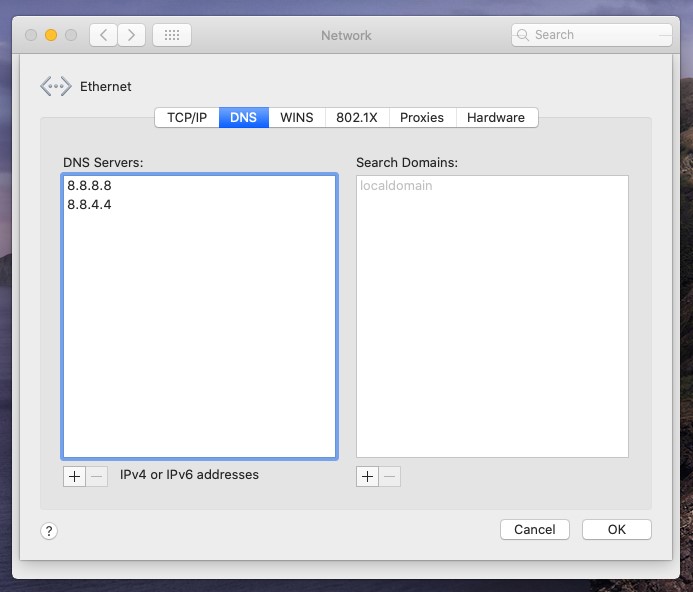 server dns address