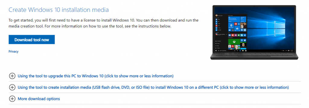 Create Windows 10 Installation media