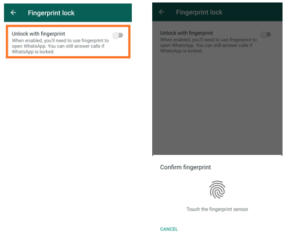 Whatsapp Fingerprint lock update