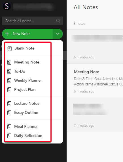Evernote: Types of Notes