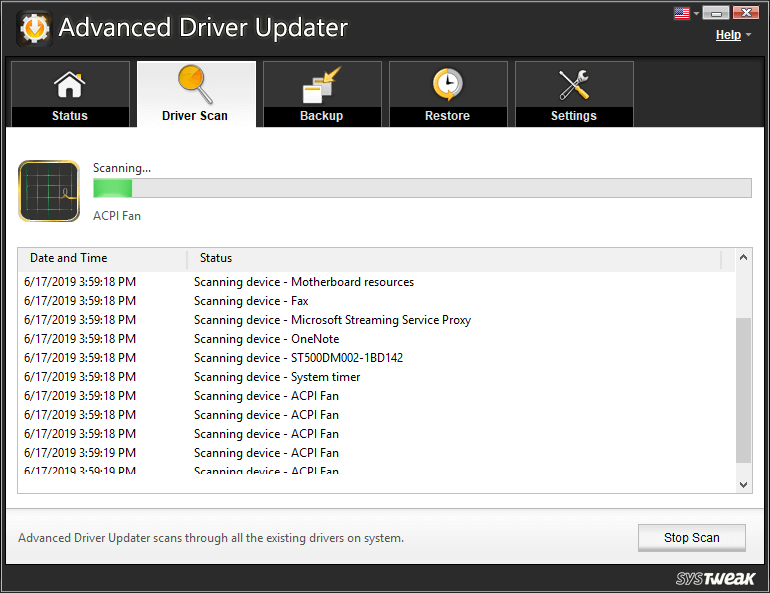 Advanced Driver Updater Scan