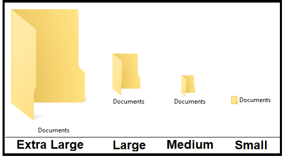 How to change the Icon size in file explorer
