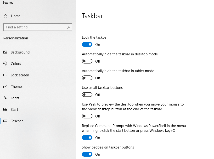 How to change the Taskbar Icon size in Windows 10