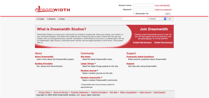 Dreamwidth - Tumblr alternative websites