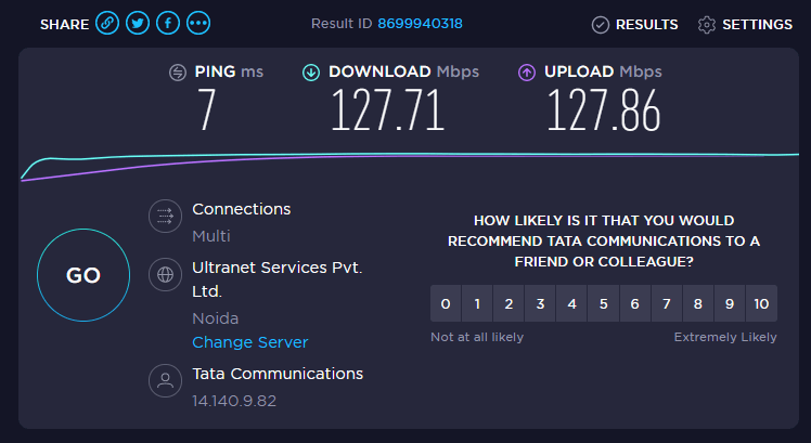 SpeedTest.net internet speed test