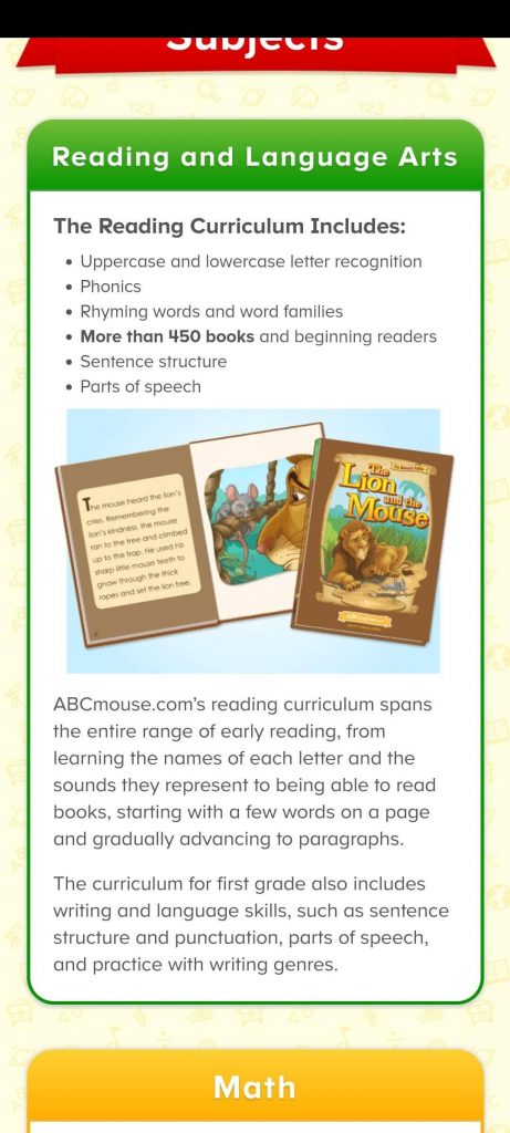 ABC Mouse- reading and language arts