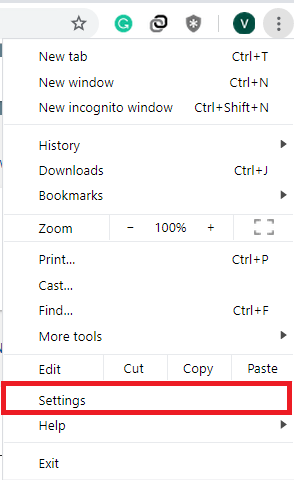 Click On Chrome Settings