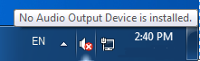No audio output device is installed