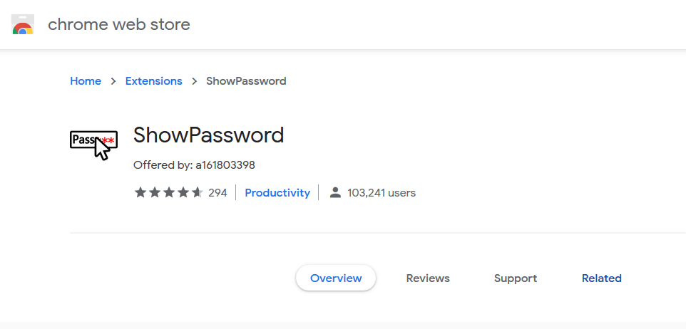 Show Password Extension