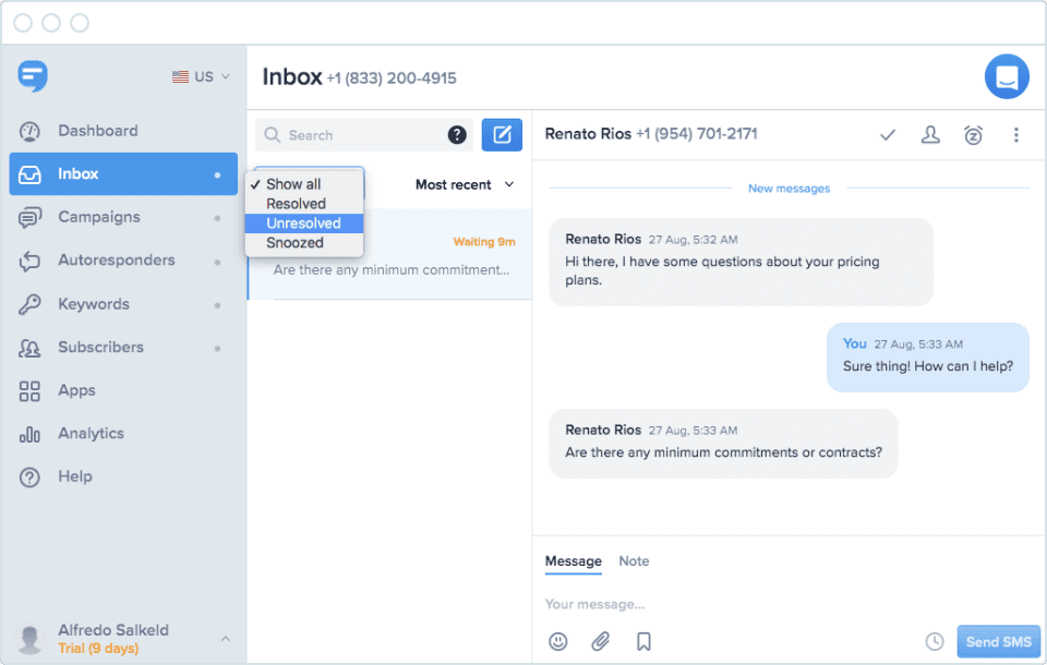 Simple Texting sms marketing software