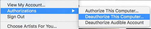 deauthorize itunes