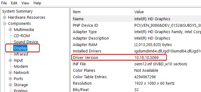 intel display driver