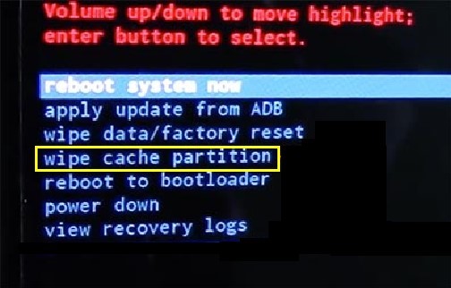 wipe caceh partition