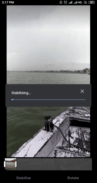 Google Photos app video stabilization