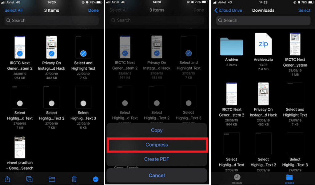 how to access zip files on iphone