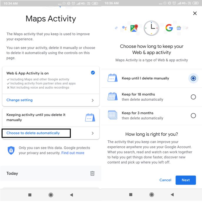 Delete google maps search history 2