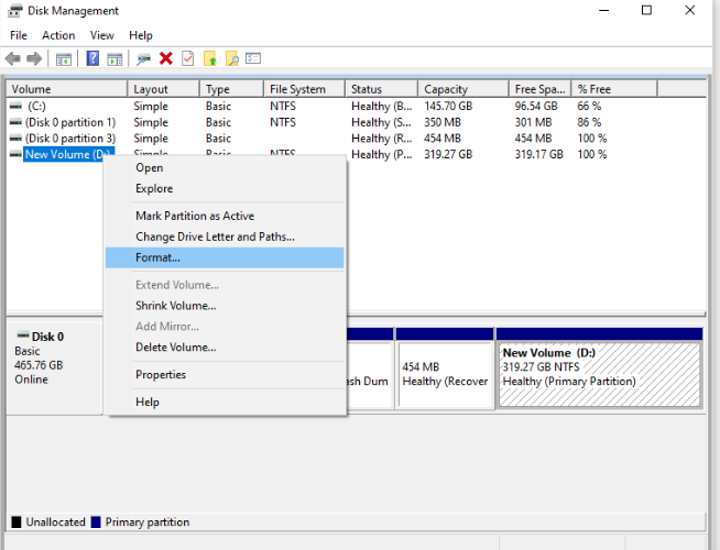Disk Management Drive D