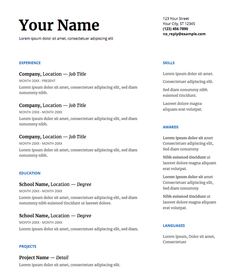 Google Docs Template in Serif
