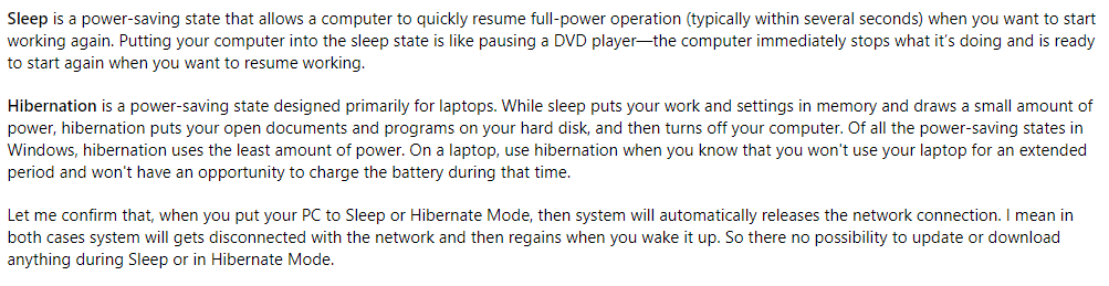 Microsoft Forum On Sleep and Hibernation Mode