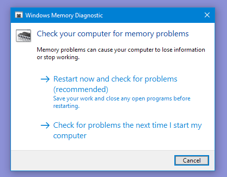 Run Memory Diagnostic Tool
