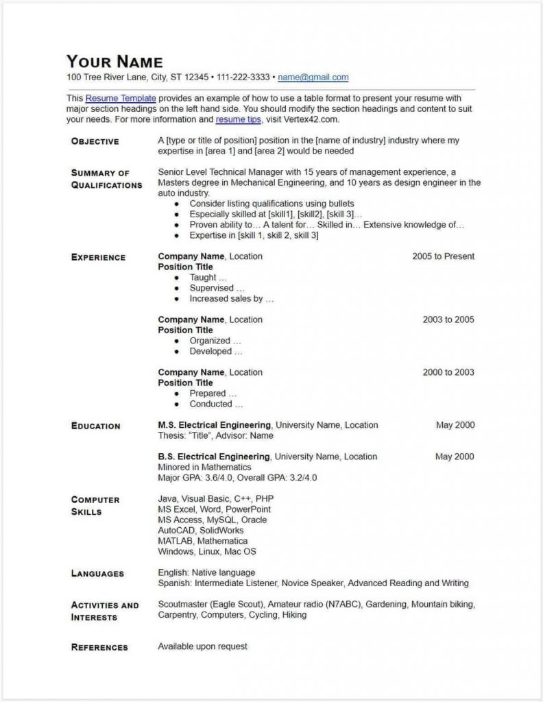 Simple CV Resume Template
